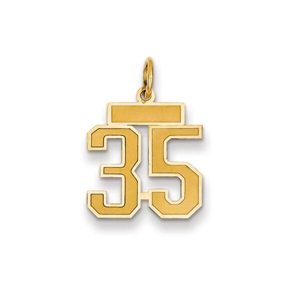 14k Yellow Gold Jersey Collection Small Number 35 Pendant